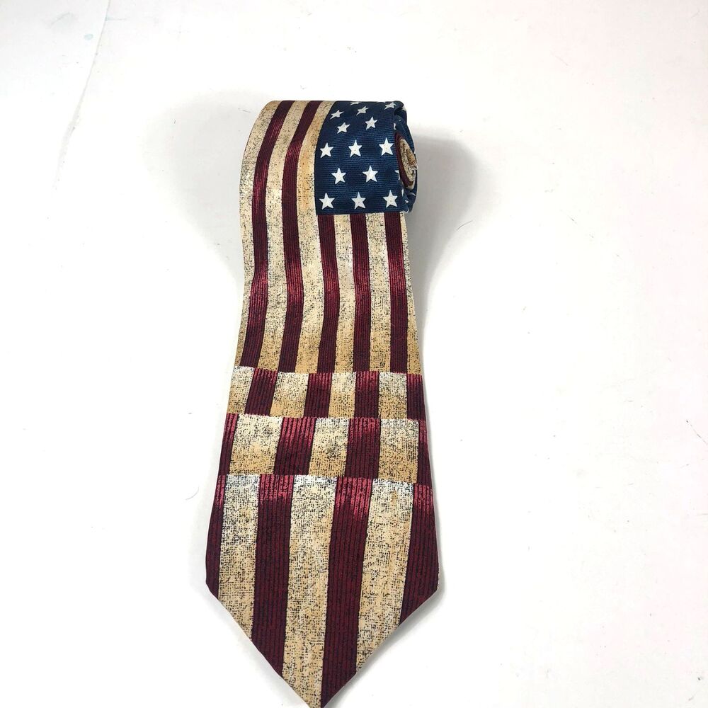 Tango by Max Raab Americana Series Tie USA Flag Broad Stripes Bright Stars Silk